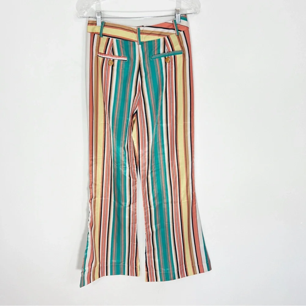 Anthropologie Tiny Camelia Wide Leg Striped High Rise Pants Size 4 Retro Groovy - Picture 9 of 12